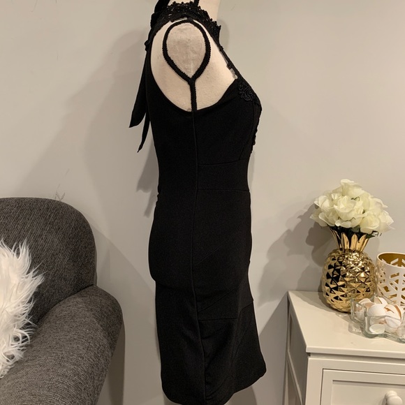 Honey & Rosie Black Sheath Dress Lace Yoke M - Picture 4 of 6